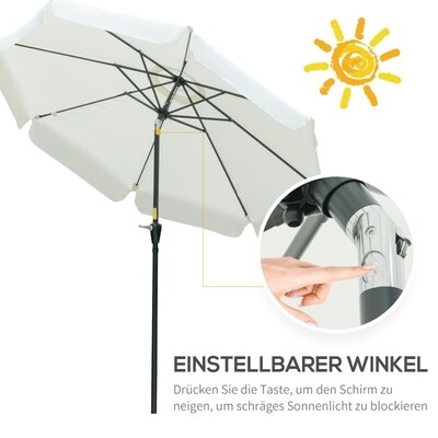 Sonnenschirm, Gartenschirm, Retro-Look, beige, 2,66 x 2.5 m