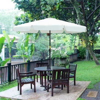 Sonnenschirm, Gartenschirm, Retro-Look, beige, 2,66 x 2.5 m