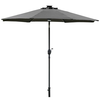 Sonnenschirm Gartenschirm mit Solarbeleuchtung LED Dunkelgrau Ø266 x 245H cm