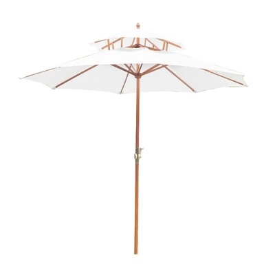Holz Sonnenschirm Gartenschirm Balkonschirm Doppeldach 2,7m creme