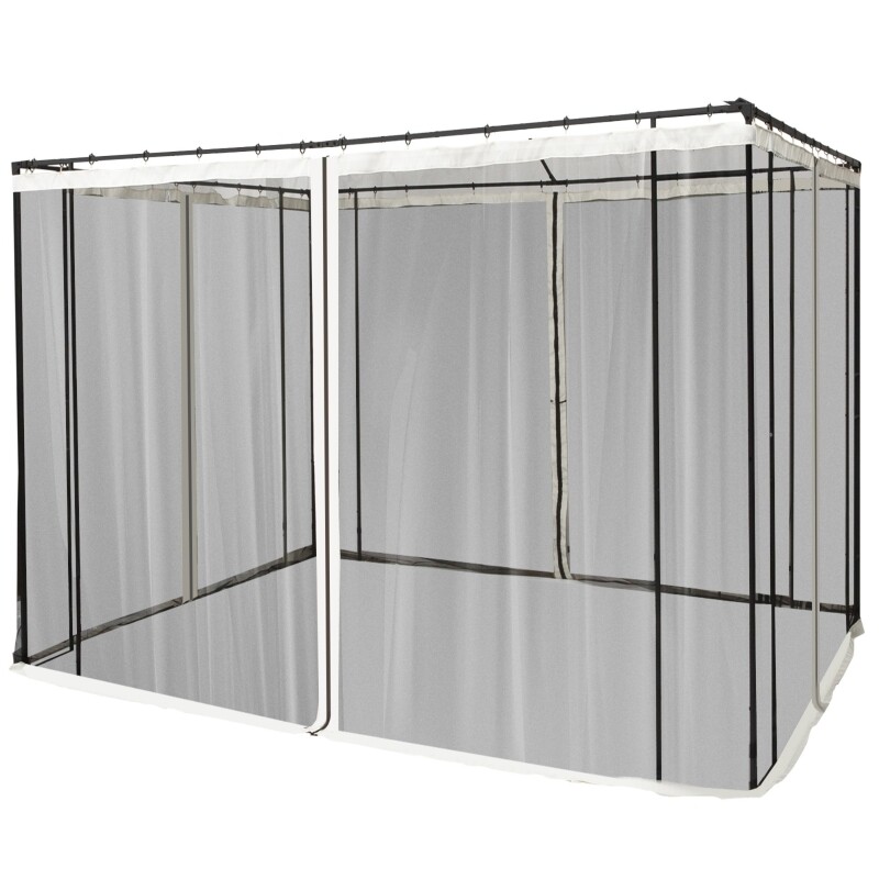 Moskitonetz für 3x3 Pavillon 4 Seitenteile Fliegennetz mit Haken Reissverschluss Mückennetz Insektenschutz Fliegengitter