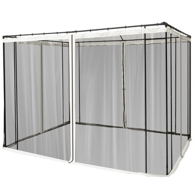 Moskitonetz für 3x3 Pavillon 4 Seitenteile Fliegennetz mit Haken Reissverschluss Mückennetz Insektenschutz Fliegengitter