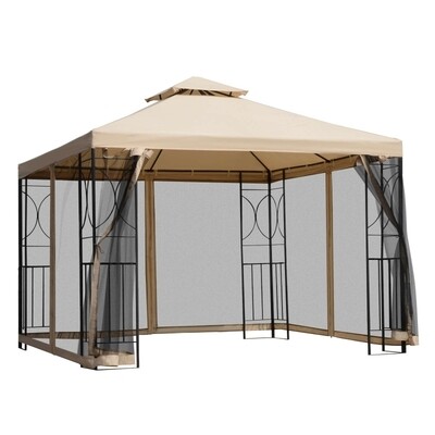 Gartenpavillon 3 x 3 m Festzelt Partyzelt wetterfest Zelt Beige