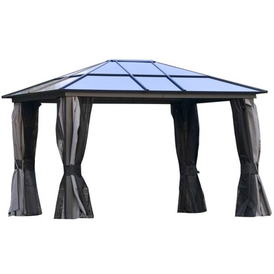 Luxus Pavillon Gartenpavillon Alu Partyzelt Gartenzelt mit PC Dach Dunkelgrau+Schwarz 300 x 360 x 265 cm