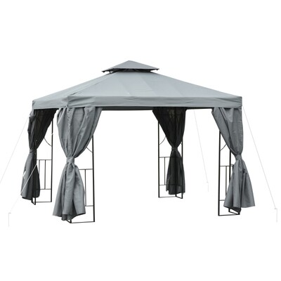 Gartenpavillon Pavillon ca. 3 x 3 m Doppeldach wasserdicht UV-Schutz Dunkelgrau