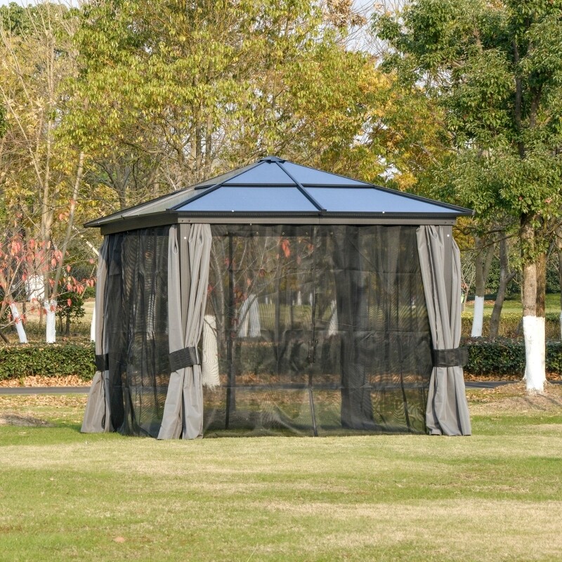 Luxus-Garten-Pavillon mit lichtdurchlässigem PC Dach 3 x 3 x 2,6 m Alu Partyzelt Gartenzelt