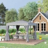 Gartenpavillon Pavillon 3 x 3 m Gartenzelt mit Doppeldach Festzelt Partyzelt mit 4 x Seitenteile Moskitonetz wetterfest Aluminium