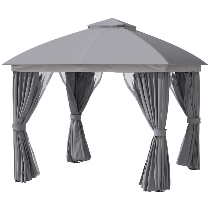 Gartenpavillon Pavillon 3 x 3 m Gartenzelt mit Doppeldach Festzelt Partyzelt mit 4 x Seitenteile Moskitonetz wetterfest Aluminium
