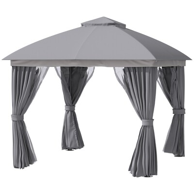 Gartenpavillon Pavillon 3 x 3 m Gartenzelt mit Doppeldach Festzelt Partyzelt mit 4 x Seitenteile Moskitonetz wetterfest Aluminium
