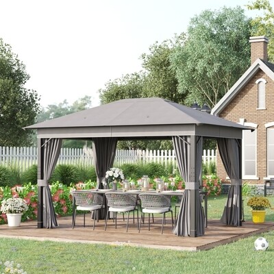 Pavillon Gartenpavillon 4 x 3 m Gartenzelt Festzelt Partyzelt Grau