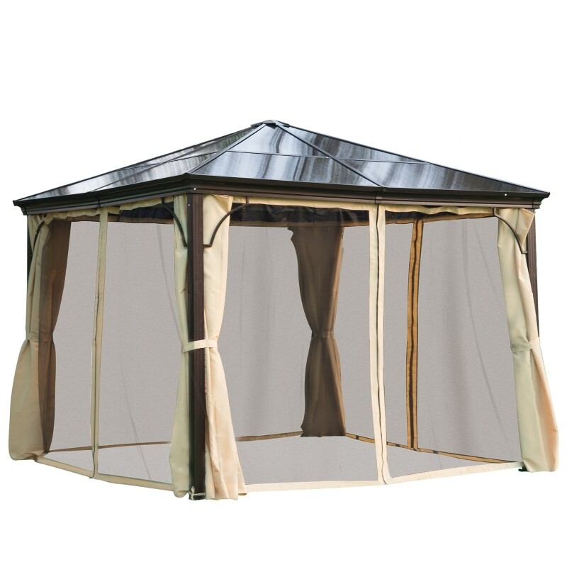 Luxus Pavillon mit lichtdurchlässigem PC Dach 3 x 3 x 2,6 m Alu Partyzelt Gartenzelt
