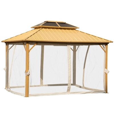 Luxus-Pavillon 3,65 x 2,99 x 2,84 m mit Seitenwänden, Partyzelt mit PC-Dach,