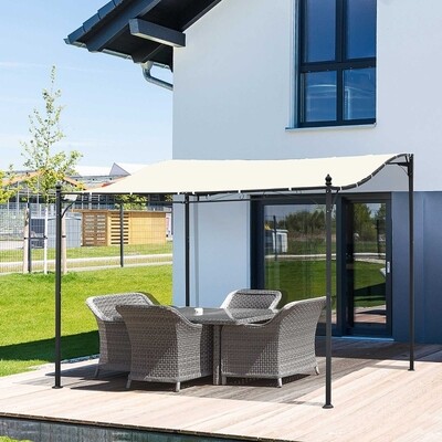 Pergola 297x297cm Terrassen-Überdachung Zelt Metall Creme