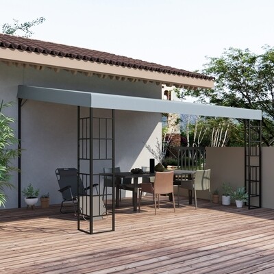 Pergola 4 x 3 m Gartenpavillon Pavillon Überdachung Zelt Metall Polyester Grau