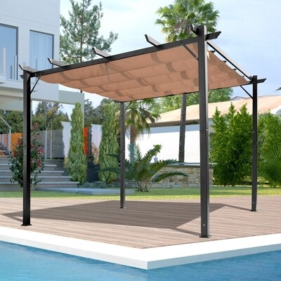 Pergola Pavillon mit einstellbarem Stoffdach 3 x 4 m ALU
