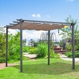 Pergola Pavillon 3x3x2,23m Terrassenüberdachung mit Schiebedach  Braun