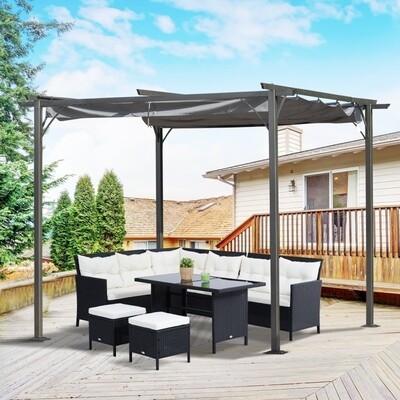 Pergola Pavillon 3 x 3 m Terrassenüberdachung mit Schiebedach