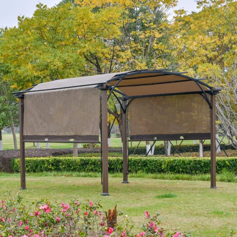 Pavillon 3,45 x 3,45 x 2,5m Pergola mit einstellbarem Stoffdach UV+50 braun