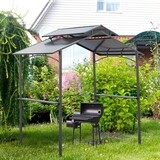 Grillpavillon mit Flammschutzdach 2,5 x 1,5m BBQ-Pavillon mit 2 Ablagen Stahl PC