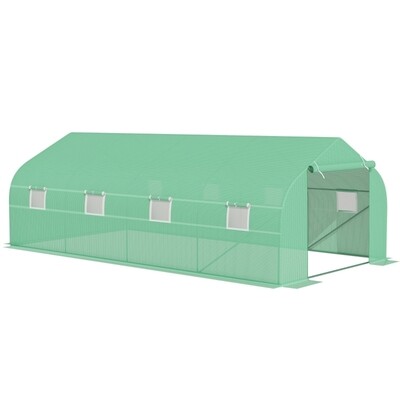 Gewächshaus 600 × 300B × 200H cm Foliengewächshaus Treibhaus Frühbeet Pflanzenhaus Tomatenhaus Giebeldach