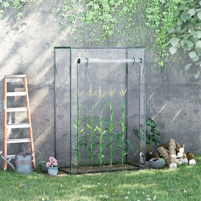 Gewächshaus 100x50x149 cm Treibhaus mit Tür zum Aufrollen Transparent