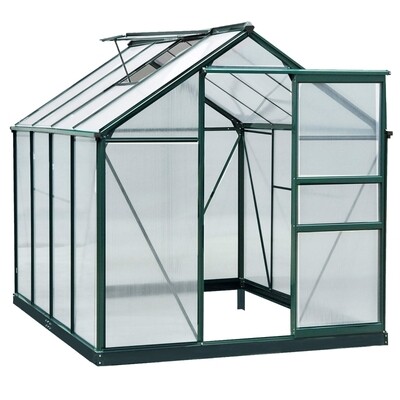 Gewächshaus 190x 252 x 201 cm mit Polycarbonatgehäuse und Dachklappe
