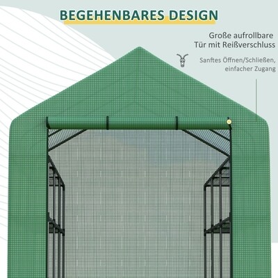 Foliengewächshaus Gewächshaus mit 18 Regalebenen 244 x 180 x 210 cm