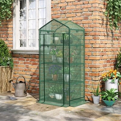 Mini-Gewächshaus 69 x 49 x 158 cm Anzuchtgewächshaus mit Folienabdeckung und 4 Regalböden