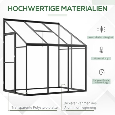 Gewächshaus 182 x 122 cm Wintergarten Gartenhaus mit verstellbaren Dach