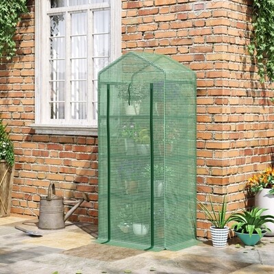 Gewächshaus 70 x 50 x 160 cm Treibhaus 4 Regalfächer Grün