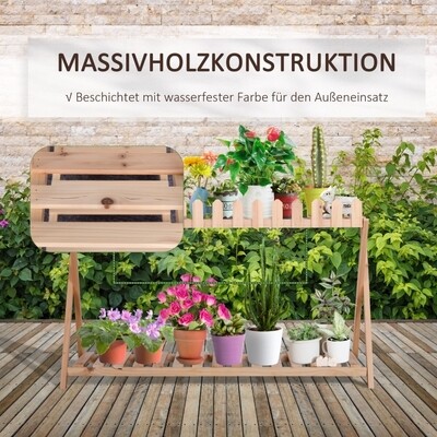 Blumenregal aus Holz 2-stufig natur 108 x 37 x 65 cm