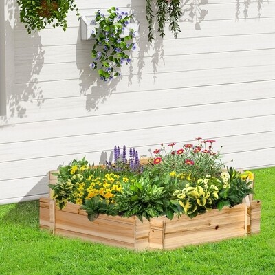 Hochbeet sechseckig 100 cm x 92 cm x 16 cm natur