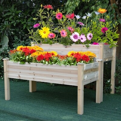 Hochbeet 115 x 114 x 76 cm 2 Stufen Frühbeet Kräuterbeet Pflanzkasten