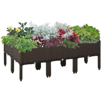 Hochbeet 40 x 40 x 44 cm 6-teiliger Pflanzkasten mit Abflusslöchern Braun
