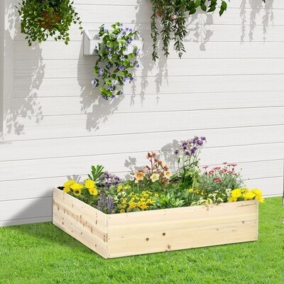 Hochbeet aus Holz Gartenbeet mit Vliesstoff Natur