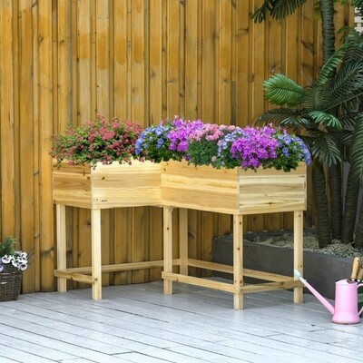 Hochbeet Holz Natur 121 x 91 x 81 cm