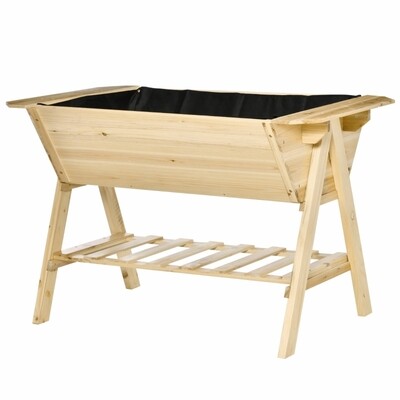 Hochbeet mit Vlies 129 cm x 78,5 cm x 82,5 cm natur