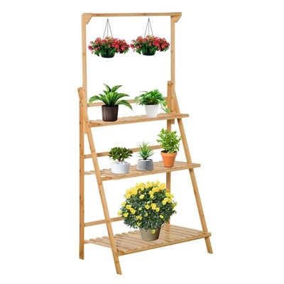 Blumentreppe aus Holz Pflanzenständer Bamboo Natur