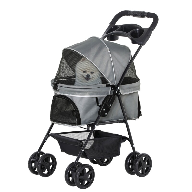 Hundebuggy / Pet Stroller mit Klappfunktion Grau 67 x 45 x 96 cm
