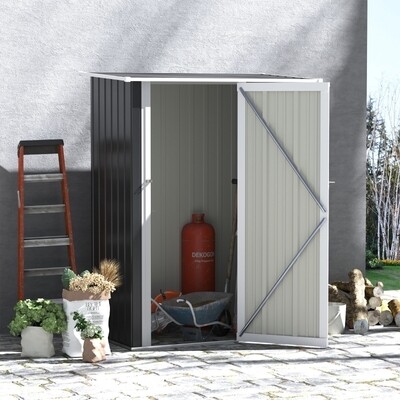 Gerätehaus Gartenhaus Geräteschuppen mit Tür Outdoor Stahl Dunkelgrau