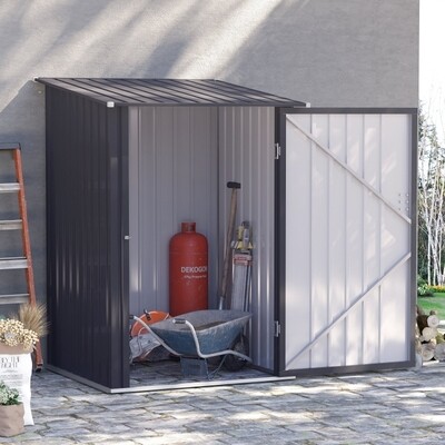 Gerätehaus mit Pultdachaus Stahl Dunkelgrau