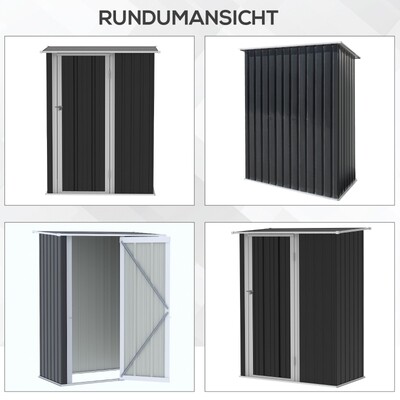 Gerätehaus Gartenhaus Geräteschuppen mit Tür Outdoor Stahl Dunkelgrau