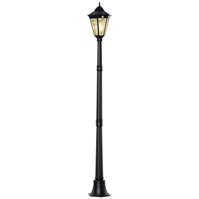 Aussenleuchte mit Aluminium-Mast, Solarbetrieben, Schwarz, 22 x 22 x 194 cm