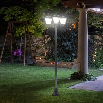 Solar Edelstahl-Gartenlaterne mit 3 flammig Solarlaterne mit LED 120 Lumen Edelstahl