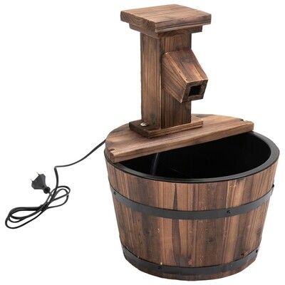 Gartenbrunnen Zierbrunnen Springbrunnen Wasserfall Holzfass ∅27 x 37 cm