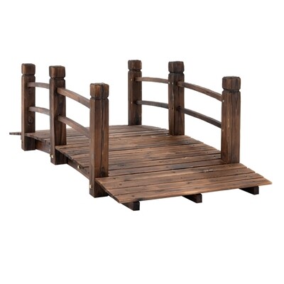 Gartenbrücke Holzbrücke Holzsteg Teichbrücke Zierbrücke mit Geländer dunkelbraun