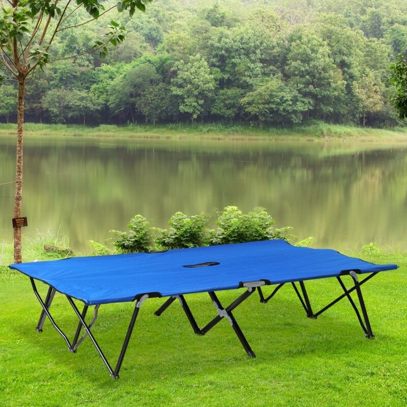 Campingbett, Feldbett Klappbar für 2 Personen Blau