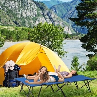 Campingbett, Feldbett Klappbar für 2 Personen Blau