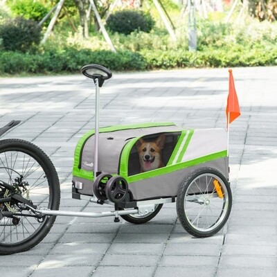 Hundeanhänger Velo-Anhänger Fahrradanhänger Hundetransporter Grün+Grau+Silber
