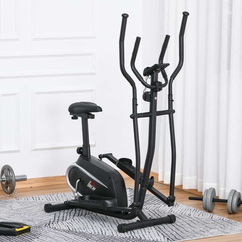 Heimtrainer / Ellipsentrainer mit LCD-Anzeige Schwarz 103 cm x 62 cm x 151 cm